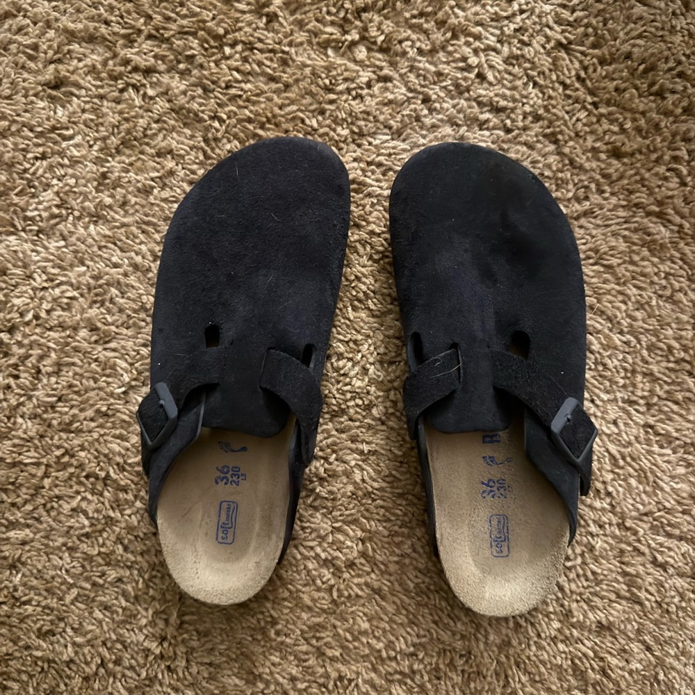 Birkenstock Black Suede Clogs
